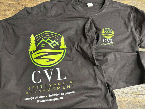 Découpe de vinyle de lettrage réfléchissant sur t-shirt CVL